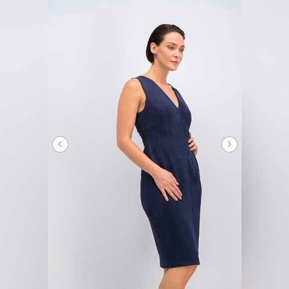 BCBGMaxazria Alda Faux-suede Dress in Dark Navy Size XXS - Picture 4 of 6